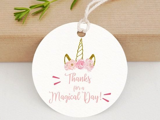 Pink and Gold Unicorn tags