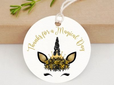 Black Gold Unicorn Thank You Tags