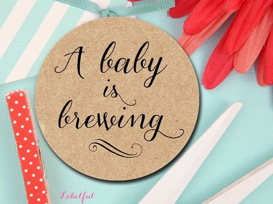 baby is brewing tags in kraft background