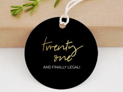 Twenty One and Legal Birthday Girl Sticker black and gold